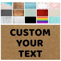 a cardboard sign that says, custom your text on the front and back of it