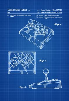 a blueprinted drawing of a device that is being used to play video games