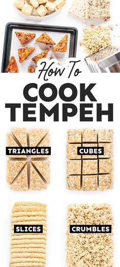 how to cook tempeh triangles, cubes, crumbles and crackers