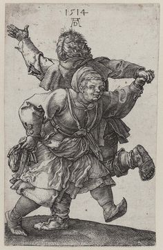 a drawing of two people dressed in medieval clothing