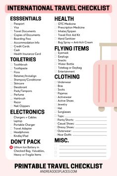 What To Pack For Overseas Trip, Paris Checklist Packing Lists, 4 Week Packing List, What To Pack For International Travel, International Flight Packing List, Easy Packing For Vacation, What To Pack For A 7 Day Trip, Travel Things To Pack List, Traveling List Packing