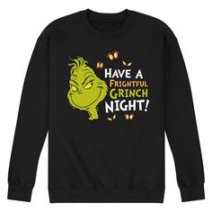 Give your wardrobe a spooktacular refresh with this Men's Dr. Seuss Grinch Have A Frightful Fleece Sweatshirt. Give your wardrobe a spooktacular refresh with this Men's Dr. Seuss Grinch Have A Frightful Fleece Sweatshirt. FEATURES Crewneck Long sleeveFABRIC & CARE Cotton, Polyester Machine wash Imported Size: XXL. Color: Black. Gender: male. Age Group: adult. Grinch Halloween, Dr Seuss Grinch, Dr Seuss The Grinch, White Graphic Tee, Black Graphic Tees, The Grinch, Fleece Sweatshirt, Dr Seuss, Mens Crew Neck