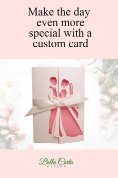 wedding invitation with a delicate cutout of a bride and groom facing one another. Make Your Own Wedding Invitations, Wedding Gate, Simple And Elegant Wedding, Svg Wedding, Floral Svg, Pop Up Box Cards