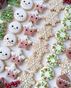 Christmas Biscuit Decorating, Snowman Christmas Cookies Decorated, Easy Christmas Cookie Designs, Gingerbread Sugar Cookies Decorated, Biscuit Decoration Ideas, Halloween Cake Pucks, Christmas Sweet Ideas, Mini Christmas Cookies Decorated, Christmas Biscuits Decorated