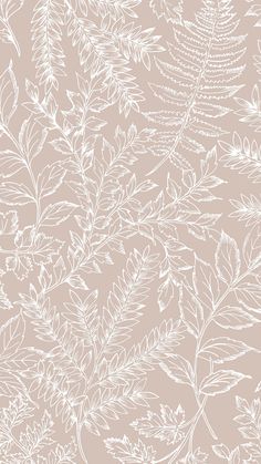 a white and beige wallpaper with leaves on it