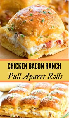 chicken bacon ranch pull apart rolls on a plate