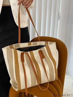 BagForLove - Stylish and Spacious Color Block Tote with Ample Storage Product Description Color Brown Bag Size Small Pattern Type Striped Type Top Handle Bag Closure Type Zipper Material Polyester Composition 100% Polyester Size Chart INCH CM Bag Length Bag Width Bag Height Strap Length 13.4 inch 5.3 inch 11.2 inch 12.6 inch Bag Length Bag Width Bag Height Strap Length 34 cm 13.5 cm 28.5 cm 32 cm Details Pictures Similar Products h2 { text-align: center; } /* æ¢è¡ */ li{ white-space: normal; word-break: break-all; word-wrap: break-word; } .red-box { width: 100%; display: flex; flex-direction: row; flex-wrap: wrap; justify-content: center; } .red-box > div { width: 190px; height: 250px; margin: 10px; } .red-box > div > a > img { width: 190px; height: 250px; } .size-box { width: 100%; marg Casual Beige Canvas Shopping Bag, Casual Summer Fabric Bags, Summer Beige Fabric Bag, Cream Casual Bucket Bag For Shopping, Canvas Shoulder Bag For Beach, Fabric Shoulder Bag With Double Handle, Fabric Canvas Bag For Shopping, Casual Fabric Tote Bags, Beach Canvas Shoulder Bag