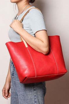 Large Capacity Mother Fashion Leather Tote Bag Casual Red Soft Leather Satchel, Casual Soft Leather Tote Bag, Bags With Leather Handles For Errands, Red Bucket Bag With Large Capacity For Daily Use, Red Large Capacity Bucket Bag For Daily Use, Red Everyday Bucket Bag With Handles, Red Versatile Shopping Bag, Red Bags With Large Capacity For Everyday Use, Red Hobo Bag With Large Capacity