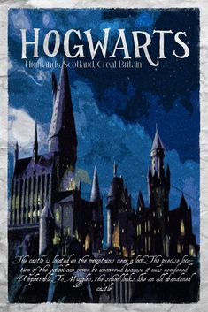 the hogwart's castle is lit up at night