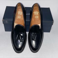 New With Box Brooks Brothers Alden Tassel Loafers Men’s Size : 10.5 A Made In Usa Dust Bag Included Guaranteed 100% Authentic Classic Black Slip-on Tassel Loafers, Black Cap Toe Semi-formal Loafers, Formal Tassel Cap Toe Loafers With Rubber Sole, Luxury Black Tassel Loafers For Business Casual, Elegant Tassel Loafers With Rubber Sole For Formal Occasions, Elegant Formal Tassel Loafers With Rubber Sole, Luxury Black Tassel Loafers For Formal Wear, Luxury Black Tassel Loafers For Formal Occasions, Elegant Tassel Loafers With Moc Toe For Office