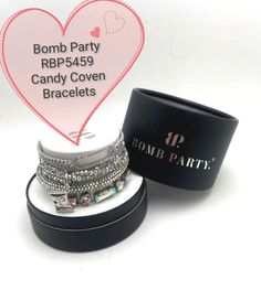 These Bomb Party Bracelets in silver and rhinestone are sure to fulfill your glitter layering needs. Adorable and perfect for stacking, you'll feel 80s glam with these on your arm. Glamorous Sparkling Bracelets For Party, Glamorous Sparkling Bracelet For Party, Silver Rhinestone Bracelets For Party, Silver Bracelets With Rhinestones For Party, Silver Party Bracelets With Bling, Silver Bracelets With Bling For Party, Glamorous Silver Bracelet For Party, Trendy Party Bracelets With Rhinestones, Sparkling Silver Bracelets For Party