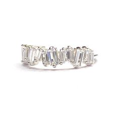 This is our new favourite! Sparkly Cubic zirconia ring that is eye catching and classy. Made out of sterling silver . Baguette style set CZ. Impossible to catch the beautiful shine and colours when the light hits the crystals Why not match them with our sparkly baguette earrings https://etsy.me/2ZO0levComes in a branded gift box Premium qualityMy jewellery is packaged in a sturdy gift box that protects it and makes it easily to store. Online store : www.raw-london.co.ukInstagram: @rawlondonjewel Baguette Earrings, Baguette Earring, Tragus Jewelry, Ring Baguette, Raw Crystal Ring, Baguette Ring, Helix Earrings, Sparkling Rings, Statement Ring Silver