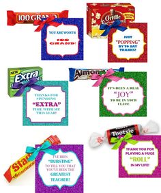 candy bar wrappers with different sayings on them