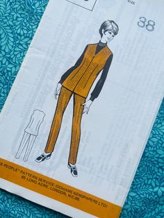 This vintage pattern creates trousers and a jerkin. Size 16 Bust 38 inches Waist 30 inches Hips 42 inches Uncut and complete pieces. Unprinted pattern. Ladies Trousers, Trousers Pants, Trouser Pants Women, Vintage Pattern, Trouser Pants, Vintage 60s, Trousers Women, Sewing Pattern, Size 16