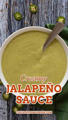 creamy jalapeno sauce in a white bowl