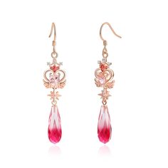 Rosie Love Crystal Drop Earrings Aphrodite Accessories, Heart Earrings Aesthetic, Twilight Dr, Princess Earrings, Pretty Accessories, Anime Jewelry, Earrings Aesthetic, Shaman King, Pure Love