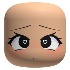 the face of a doll with big eyes and heart shaped eyelashes on it's forehead