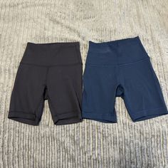 (The Photo Is Making Them Looked Stained!! I Promise You They Are Not Stained In Rl!) -Will Either Sell Separate Or Together But This Is The Price For Both; Message Me If U Want Either Or!! -The Blacks Ones R A Size 0 -The Navy Ones R Size 2 -Both These R Basically Brand New Only Worn Once Barely -Message If U Want More Pics :)) -In Good Condition! Will Wash N Air Dry Before Shipping -Message For Any Questions Also The Og Is Around $60 For One So My Price Is Very Very Cheap For Both!! I Promise You, High Rise Shorts, Shorts Athletic, Athletic Shorts, I Promise, R A, Air Dry, Lululemon Athletica, Blue Black