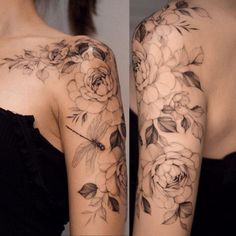 a woman's arm with flowers on it