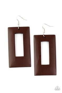 Totally Framed - Brown Paparazzi Wood Earrings - sofancyjewels Laser Jewelry, Live Text, Brown Earrings, Mobile Boutique, Jewelry Watch, Brown Box, Whimsical Fashion, The Ear, Jewelry Images