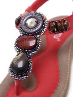 Finish ensembles with eye-catching detail thanks to the bold embellished straps of these comfortable sandals. An anti-skid sole adds ground-gripping traction to her steps.. 0.59'' heel Pull-on Man-made upper Man-made cushioned footbed™ Anti-skid rubber sole Adjustable Red Sandals With Removable Insole, Red Beaded Sandals For Summer, Red Adjustable Toe Post Sandals, Embellished Adjustable Sandals With Round Toe, Red Marble, Beaded Sandals, Comfortable Sandals, Rubber Sole, Marble