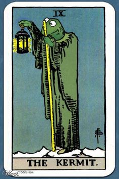 a tarot card with an image of a person holding a lantern