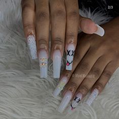 White Nails With Gems Rhinestones, Acrylic Nail Designs White, Back To School Nails Acrylic, Sweet 16 Nails, 16 Nails, Nail Therapy, Arizona Trip, Fall Acrylic, White Tip Nails