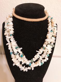 *Brand new *Handmade in USA * 3 strands white pearl beaded necklace * Gemstone: White shell stone with turquoise nuggets * Necklaces length 30 inches included extensions *Jewelry ship in gift box *Cabochon may vary color *Free shipping in USA *Ship out within 48 hours Thank You For Looking ,And Check Out More Items In My Etsy Shop For More Great Deals, Also We Add More Jewelry To Etsy Shop Https://www.etsy.come/shop/abq925 Heishi Necklace, Nugget Necklace, Silver Bead Necklace, Butterfly Pendant Necklace, White Pearl Necklace, Turquoise Bead Necklaces, White Necklace, Mother Pearl, Bridesmaid Necklace