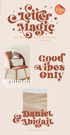 some type of font that is in different colors and sizes, with the words good vibes only on it