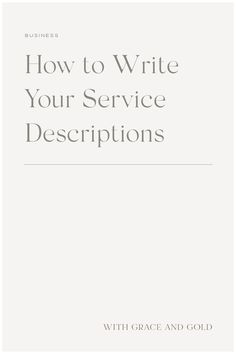 a white book with the title how to write your service descriptions