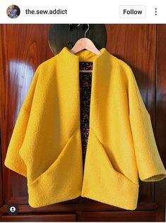 Nova Coat, Fitness Fashion Active Wear, Outer Casual, Clothing Pattern Design, Mode Kimono, Blouse Casual Fashion, Summer Coats, Yellow Coat, Sewing Clothes Women