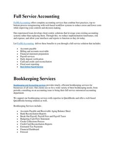 the full service accounting form is shown in this document, and it contains information for each