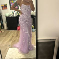 Purple Prom Dress, Triple Lined, Light Purple Lace On The Outside, Never Worn, Open Back Light Purple Wedding Dress Lavender, Light Purple Wedding Dress, Wedding Dress Lavender, Light Purple Wedding, Purple Wedding Dress, Prom Dress Color, Dress Lavender, Purple Prom, Purple Prom Dress