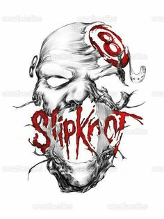 a drawing of a skull with the word sipk o written in red on it