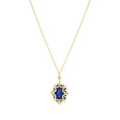 Featuring a cushion cut gemstone measuring approx. 11.0 x 8.5mm, additionally set with four Round Brilliant cut diamonds weighing app. 0.02ctw., suspended from a 16 inch chain, fashioned in 18k yellow or white gold. Contemporary. Elegant Cabochon Sapphire Jewelry, Elegant Sapphire Cabochon Jewelry, Formal Sapphire Cabochon Jewelry, Fine Jewelry With Sapphire And Single Cut Diamonds, Formal Sapphire Jewelry With Single Cut Diamonds, Heirloom Sapphire Jewelry With Single Cut Diamonds, Heirloom Sapphire Jewelry With Single-cut Diamonds, Yellow Gold Cushion Cut Necklace As A Gift, Elegant Sapphire Jewelry With Cabochon