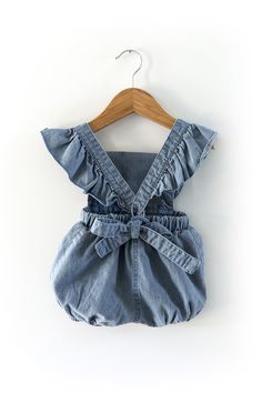 Denim Ruffle Romper – Reverie Threads Baby Style, Ruffle Romper, Summer Swim Suits, Girls Wardrobe, Baby Outfits, Girls Rompers, Family Photoshoot, Girl Clothes, Kids Stuff