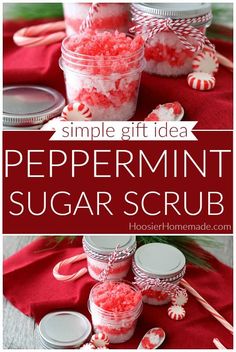 peppermint sugar scrub recipe in mason jars