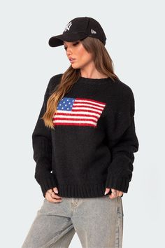 Usa Oversized Chunky Knit Sweater America Sweater, Oversized Chunky Knit Sweater, Cozy Oversized Sweaters, Chunky Oversized Sweater, Sweater Oversized, Sweater Oversize, Womens Sleeveless Tops, Chunky Knit Sweater, Business Tops