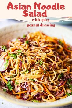 Spicy Peanut Dressing, Asian Noodle Salad, Peanut Salad, Asian Dressing, Asian Noodle Recipes, Asian Noodle, Recipes Asian, Peanut Dressing, Peanut Recipes