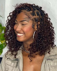 Bohemian Bob Hairstyles, Cute Bohemian Hairstyles, Goddess Braids Short Length, Boho Box Braid Bob, Bob Bora Bora Braids, Short Curly Box Braids Hairstyles, Braid Boho Bob, Medium Short Boho Knotless Braids