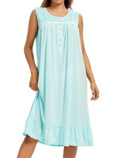 PRICES MAY VARY. Comfortable and Breathable Material: Our Cotton Nightgown Sleeveless Sleepdress is made from soft and breathable cotton, perfect for a comfortable night's sleep. Sleeveless Design: The sleeveless design of this sleepdress allows for more airflow and freedom of movement, ensuring a restful night's sleep. Stylish and Feminine: With its elegant and feminine design, our Cotton Nightgown Sleeveless Sleepdress is the perfect addition to your sleepwear collection. ✿Feature:Classic roun Cotton Sleep Dress, Cotton Nightgowns For Women, Dresses For Winter, Women Nightwear Dresses, Nightwear Fashion, Night Wear Dress, Long Nightdress, Nightwear Dress, Cotton Nightgown