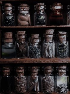 many jars with different types of items in them