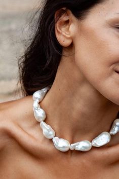 Necklace of natural large baroque pearls. Pearl diameter 12-15 mm, pearl length 25-30 mm. Clasp of 925 silver. Necklace length 40 cm. Handmade with love. Woman Jewelry, Baroque Pearl Necklace, Baroque Pearls, Necklace Length, Sea Shells, Necklace Lengths, 925 Silver, Pearl Necklace, Silver Necklace