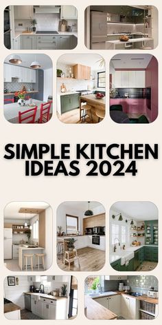 a bunch of pictures with the words simple kitchen ideas 2012 written in black on them