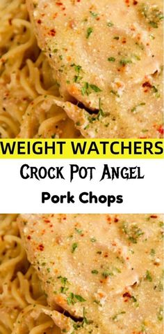 crock pot angel pork chops with text overlay