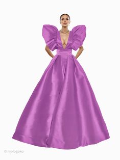 Katrina Red Carpet Style Couture Gown Set – Mologoko Couture Red Carpet Style, Couture Gown, Silk Taffeta, Window View, Celebrity Red Carpet, Fuchsia Color, Couture Gowns, Beauty Pageant, Ruffled Sleeves