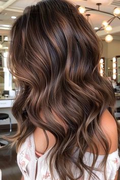 42 Fall Hair Color Ideas To Embrace The Coziness Of Autumn Medium Brown Hair Light Brown Highlights, Fall Brunette Lowlights, Fall Brunette Hair Color With Highlights, Cool Toned Lowlights For Brunettes, Carmel Fall Hair Color, Fall Hair Color Long Hair, Highlights For Dark Auburn Hair, Low Maintenance Fall Hair Color Ideas, Highlights For Fall Brunettes