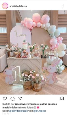 1st Birthday Party For Girls, Baby Birthday Decorations, Easter Theme, Dream Baby, Balloon Flowers