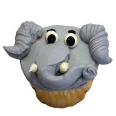 a cupcake with an elephant's head on it