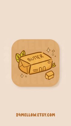 an image of a box with some food in it and the words butter written on it